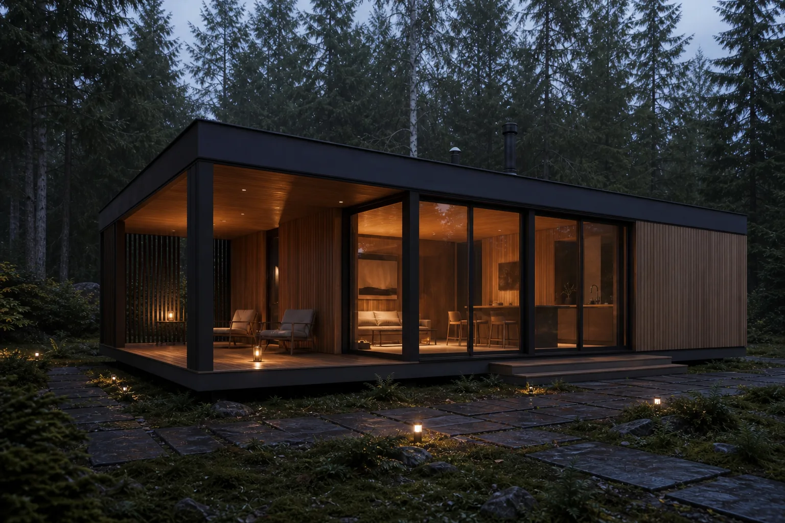 Второй концептуальный ракурс современной каркасной бани SAUNA 40